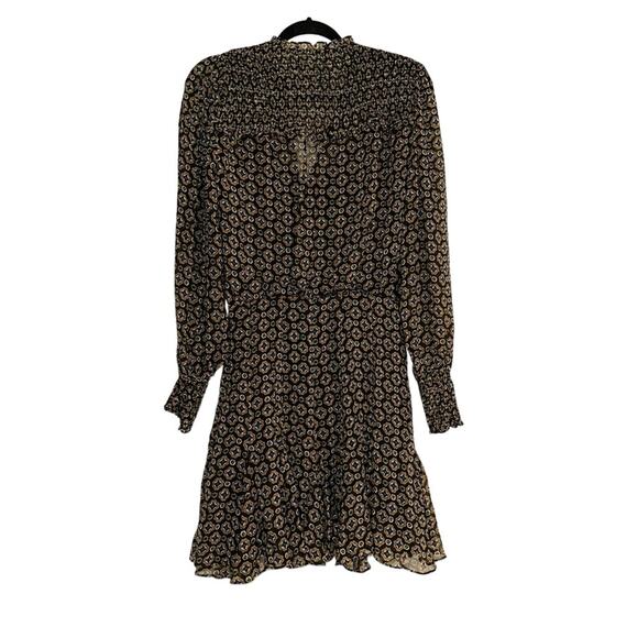 Veronica Beard Sacchi Token Print Long Sleeve Chiffon Short Dress 4 - Picture 4 of 11